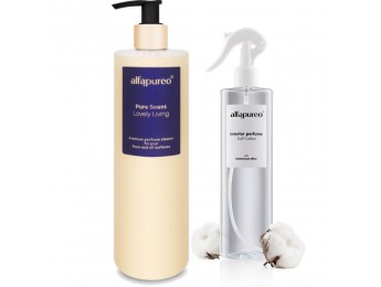 Alfapureo Voňavý čistič na podlahy PureScent 500 ml Lovely Living + Bytový parfém 200 ml Soft Cotton