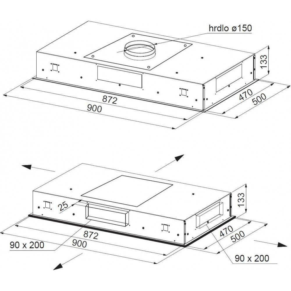 Faber HEAVEN GLASS 2.0 WH A90 RB bez motoru